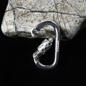 Functional Miniature Locking Carabiner Clasp Sterling Silver Rock Climbing Jewelry MIN-222-S-B image 4