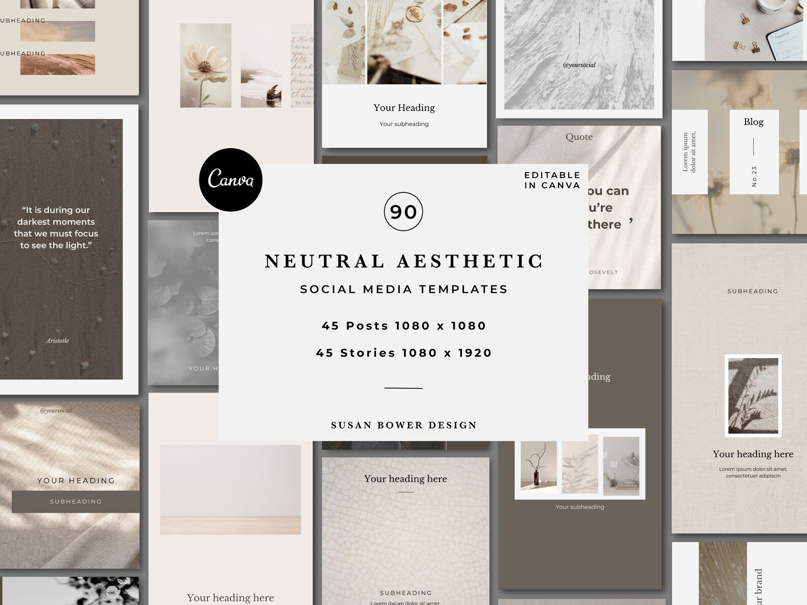 Neutral Aesthetic Social Media Templates | Canva Templates | Small ...