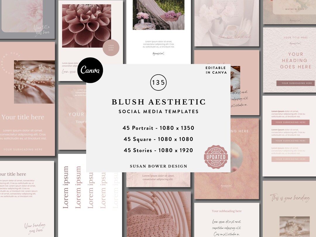 Blush Social Media Canva Templates: 135 Instagram Posts & Stories ...