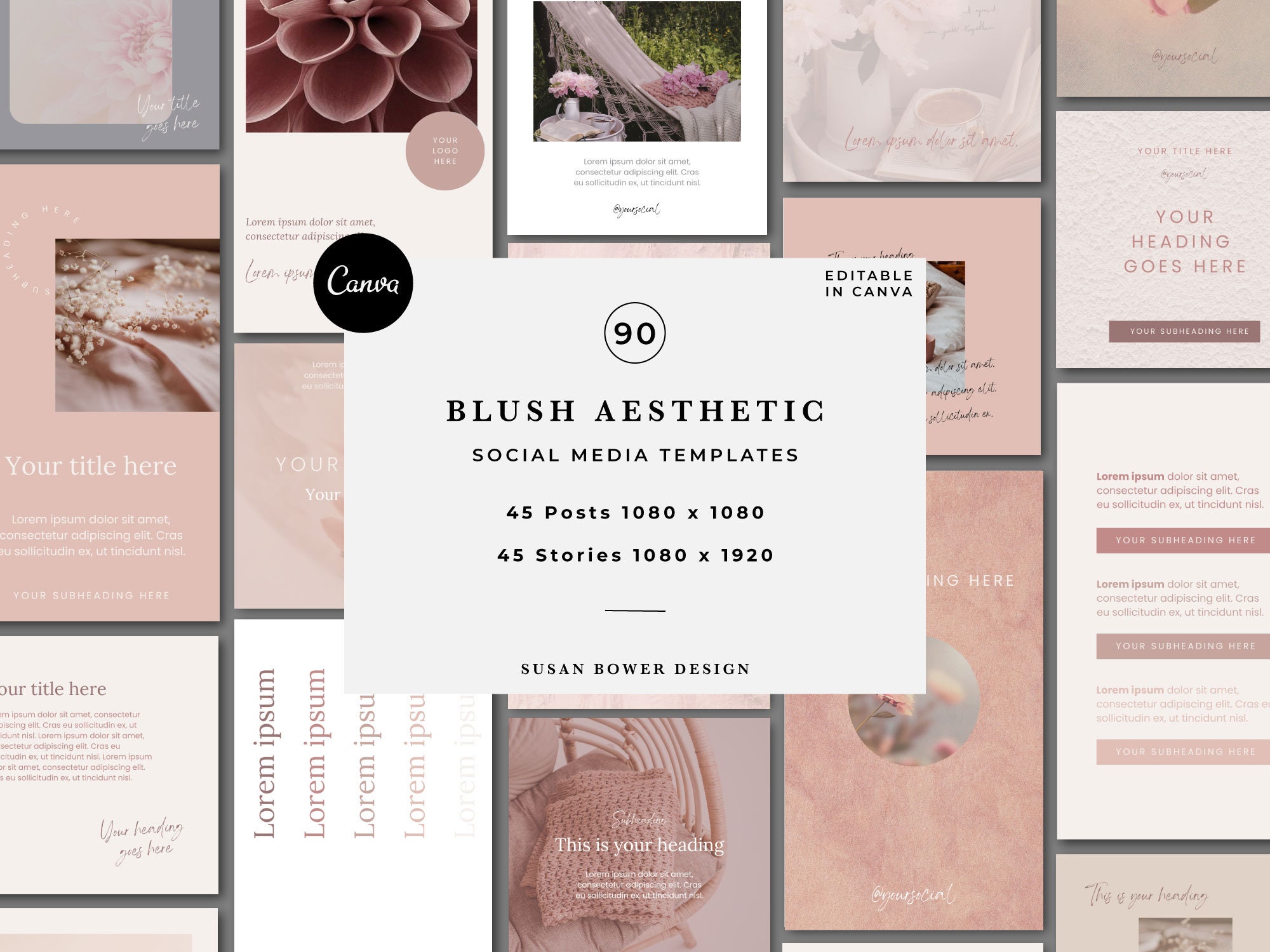 Blush Aesthetic Social Media Templates | Canva Templates | Small ...