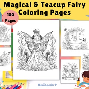 Fairy Coloring, Magical Fairy Coloring,  Fairy Garden Teacup Coloring pages, fantasy coloring pages, fantasy coloring, Fairy Coloring pages
