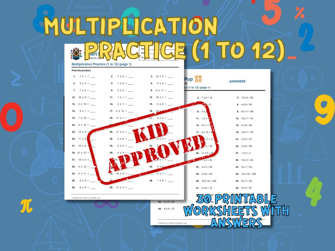 Multiplication 1 to 12 Practice With Answers, 30 Pages of Drills ...