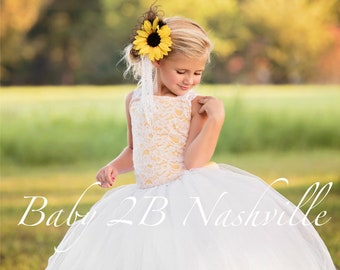 Sunflower Flower Girl Tulle Dress