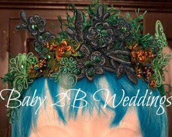 Emerald Green Floral Crown Fairy Crown Flower Girl Crown