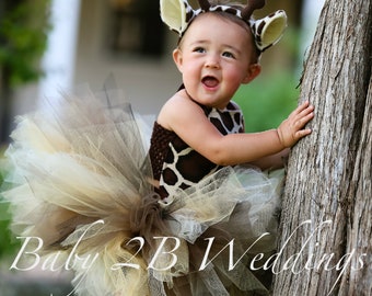 Baby Safari Giraffe Costume Tutu includes Top / skirt and giraffe headband