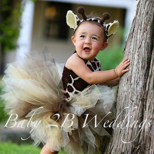 Baby Safari Giraffe Costume Tutu includes Top / skirt and giraffe headband