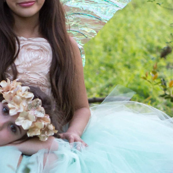 Wedding Dress Flower Girl Dress Mint Dress Gold Dress Tulle Dress Baby Dress Toddler Dress Mint Tulle Dress Gold Satin Dress Girls Dress