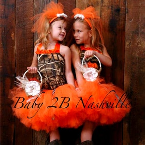 Camo and orange bridesmaid dresses discount