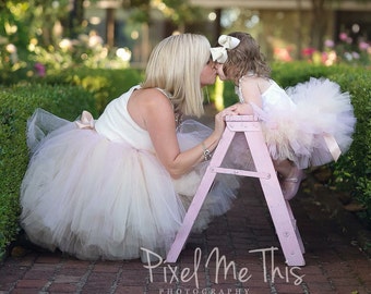 Womens Blush Tulle Skirt, Above the Knee Length Blush Tutu, Mommy Tutu for Mommy and Me Pictures