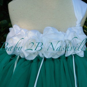 Teal Flower Girl Dress Wedding Flower Girl Dress in Teal and White Baby size 10 Girls image 4