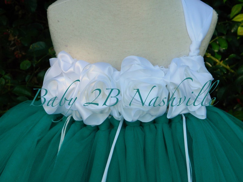 Teal Flower Girl Dress Wedding Flower Girl Dress in Teal and White Baby size 10 Girls image 4