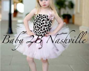 Safari Cheetah Tutu Set Size Baby to 24M Pageant Wear Outfit of Choice