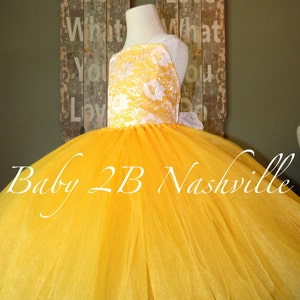 Yellow Flower Girl Dress Shabby Chic Lace Dress Tulle dress Wedding Dress Birthday Dress Toddler Dress Girls Dress image 3