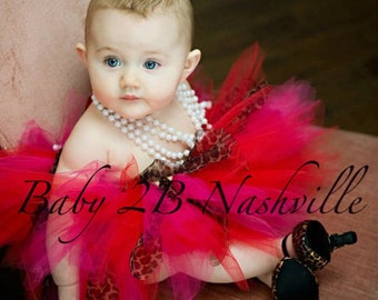 Red and Pink Baby Cheetah Tutu Perfect for Portraits