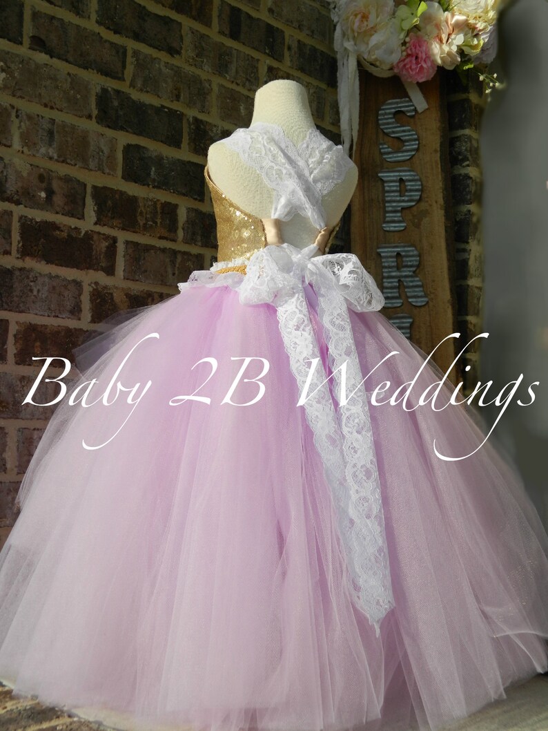 Gold Dress Sequin Dress Flower Girl Dress Lilac Dress Purple Dress Tulle Dress Birthday Dress Toddler Tutu Dress Lavender Girls Dress