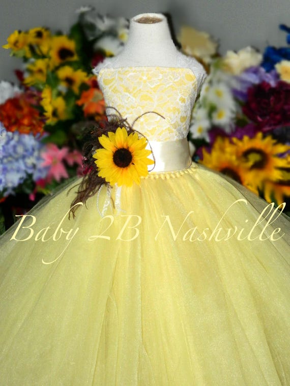 sunflower yellow flower girl dresses