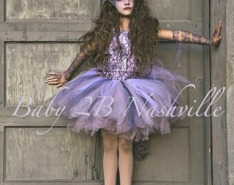 Victorian Ghost Costume in Lavender and Gray Tutu Set  All Sizes Baby -  Girls 10