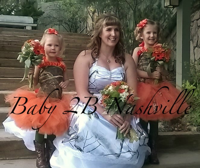 Orange Camo Dress Wedding Flower Girl Dress Tutu Dress Party