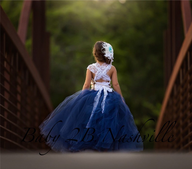 Gold Sequin Dress Flower Girl Dress Navy Dress Tulle Dress Wedding Dress Party Dress Birthday Dress Toddler Tutu Dress Girls Dress