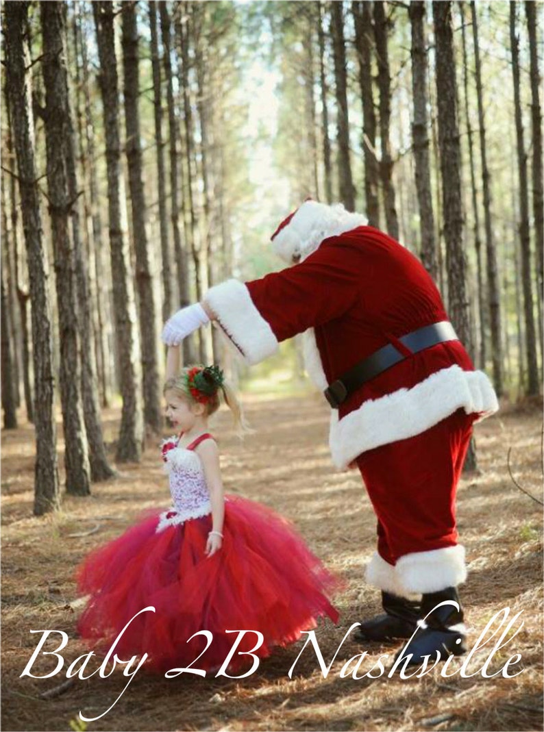 Santa Dress Lace Holiday Dress Flower Girl Dress Wedding Dress | Etsy