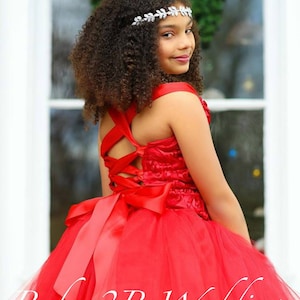 Red Dress Flower Girl Dress Tulle Dress Wedding Dress Tutu Dress Party Dress Baby Dress Toddler Tutu Dress Girls Tulle Dress image 4