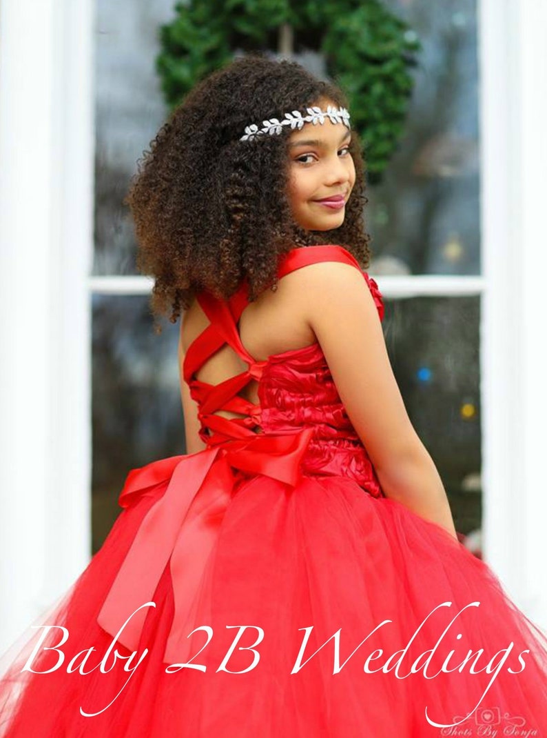 Red Dress Flower Girl Dress Tulle Dress Wedding Dress Tutu Dress Party Dress Baby Dress Toddler Tutu Dress Girls Tulle Dress image 4
