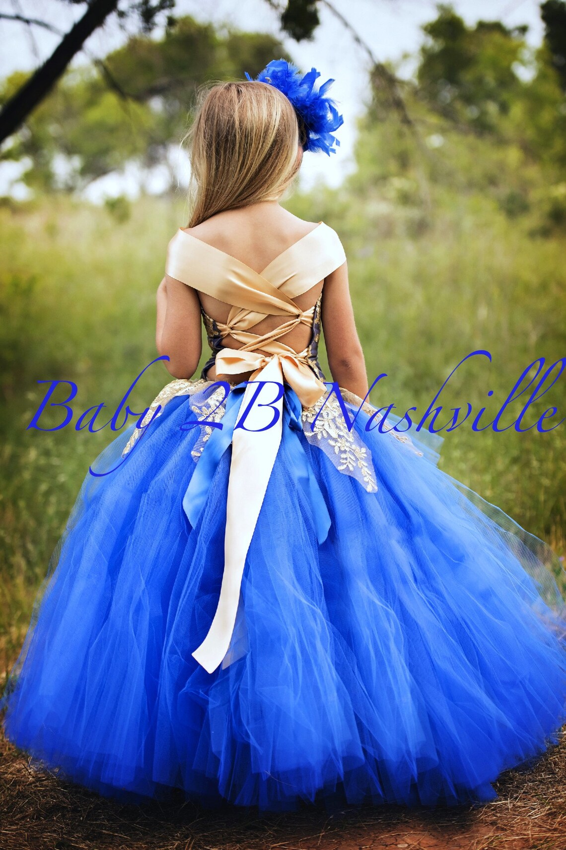 Royal Blue Dress Gold Dress Flower Girl Dress Princess Dress | Etsy