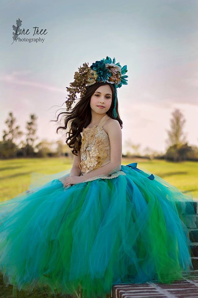 Turquoise and Yellow Wedding Dress