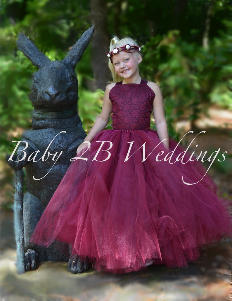 Burgundy Lace Flower Girl Dress Wine Tutu Dress Burgundy Etsy