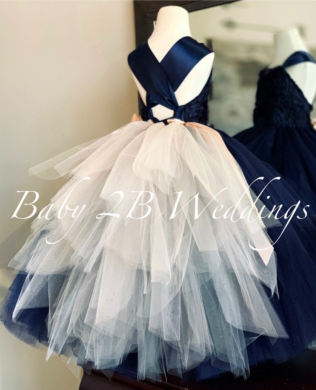 Dainty Horse - Girl Bubble Dress in Navy
