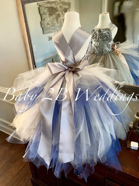Navy and blush top flower girl dresses
