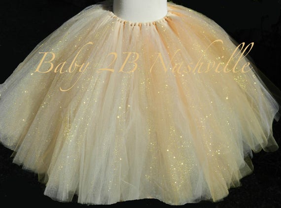 White and top gold tulle skirt