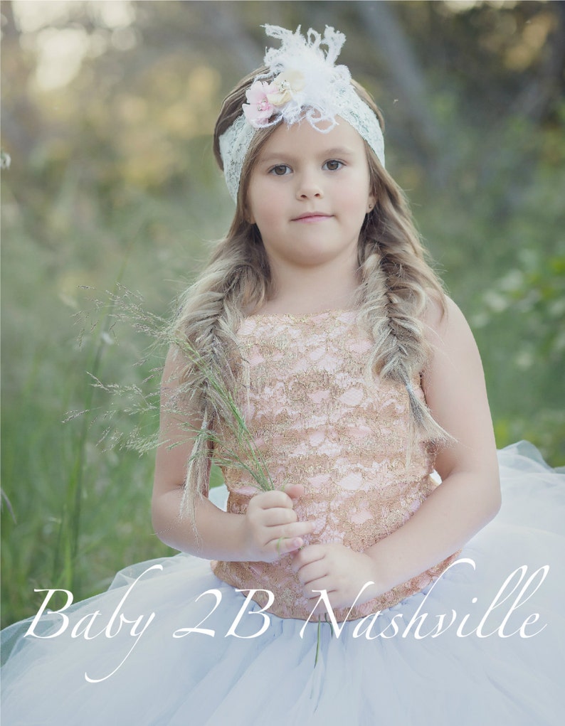 Rose Gold Dress Lace Dress Flower Girl Dress Tulle Dress Wedding Dress Party Dress Birthday Dress White Tutu Dress Toddler Tutu Girls Dress image 2