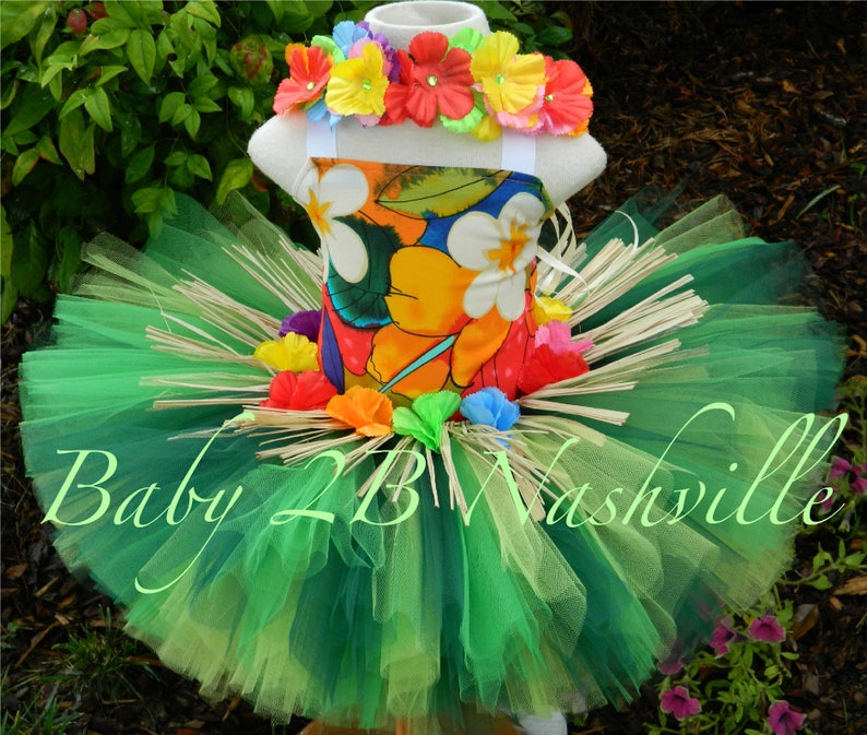 Deluxe Hula Costume Hawaiian Costume Baby Costume Baby HawaiianTutu Set Toddler Hawaiian Tutu All Sizes Baby 8