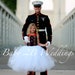 Patriotic Dress Marine Costume Dress Navy Dress White Dress Wedding Dress Toddlers Dress Girls Dress  Fourth of July Dress Pageant Dress 