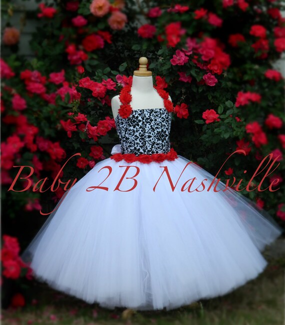 Damask Flower Girl Dress Wedding Flower Girl Dress Black Etsy