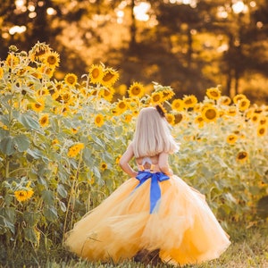 Yellow Sunflower Flower Girl Dress, Lace Flower Girl Dress, Tulle Dress, Wedding Dress, Toddler Tutu Dress image 3