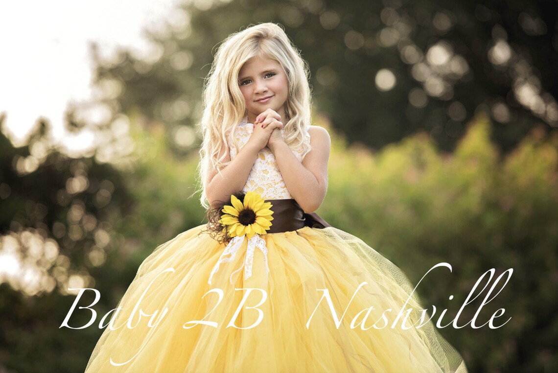 Yellow Sunflower Flower Girl Dress Tutu Style Etsy