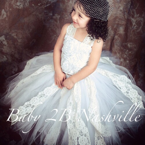 Vintage Flower Girl Dress White shops Satin Rosette with Ivory Lace All Sizes
