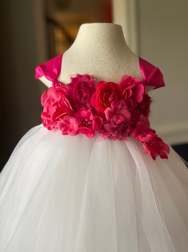 Deluxe Floral Wedding Dress Flower Girl Dress White Dress Tutu Etsy