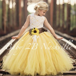 Yellow Sunflower Flower Girl Dress, Yellow Dress, Lace Dress, Tulle dress, Tutu Dress image 4