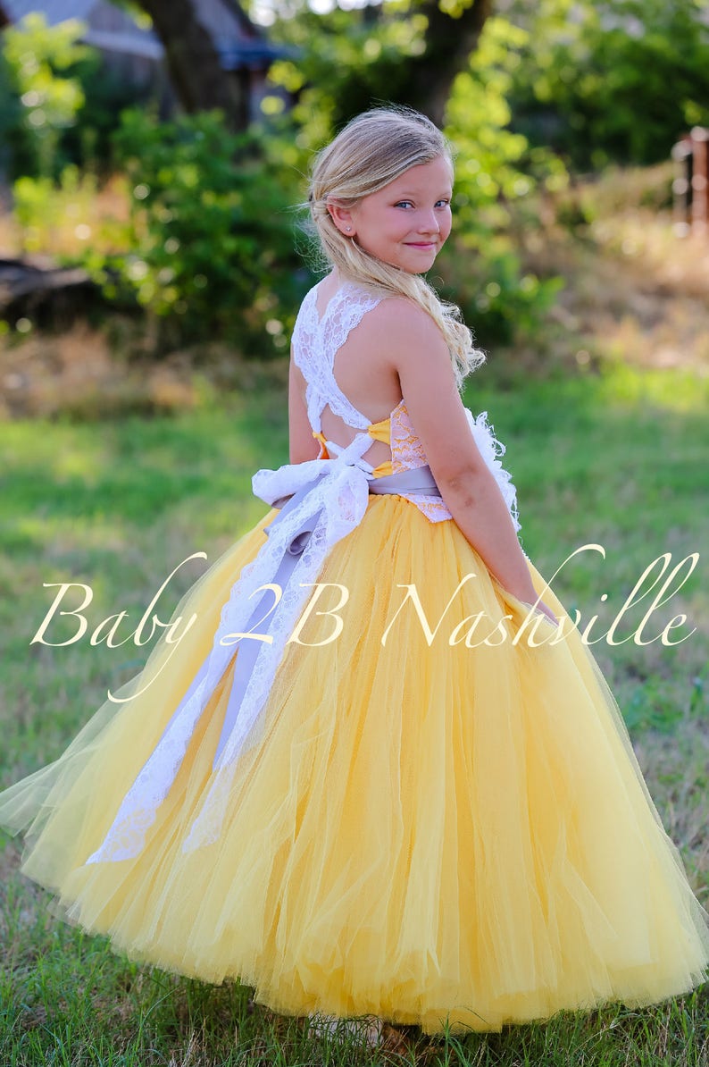Daisy Dress Yellow Dress Flower Girl Dress Lace Dress Tulle Etsy