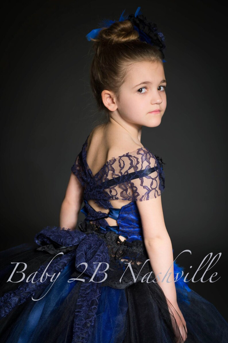 Blue Flower Girl Dress Royal lace Dress Tulle Dress Wedding Etsy