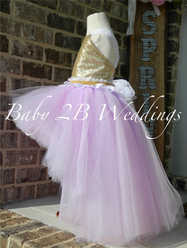 Gold Dress Sequin Dress Flower Girl Dress Lilac Dress Purple Dress Tulle Dress Birthday Dress Toddler Tutu Dress Lavender Girls Dress