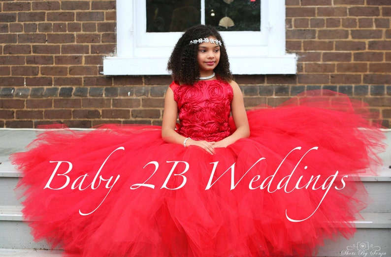 Red Dress Flower Girl Dress Tulle Dress Wedding Dress Tutu Dress Party Dress Baby Dress Toddler Tutu Dress Girls Tulle Dress image 6