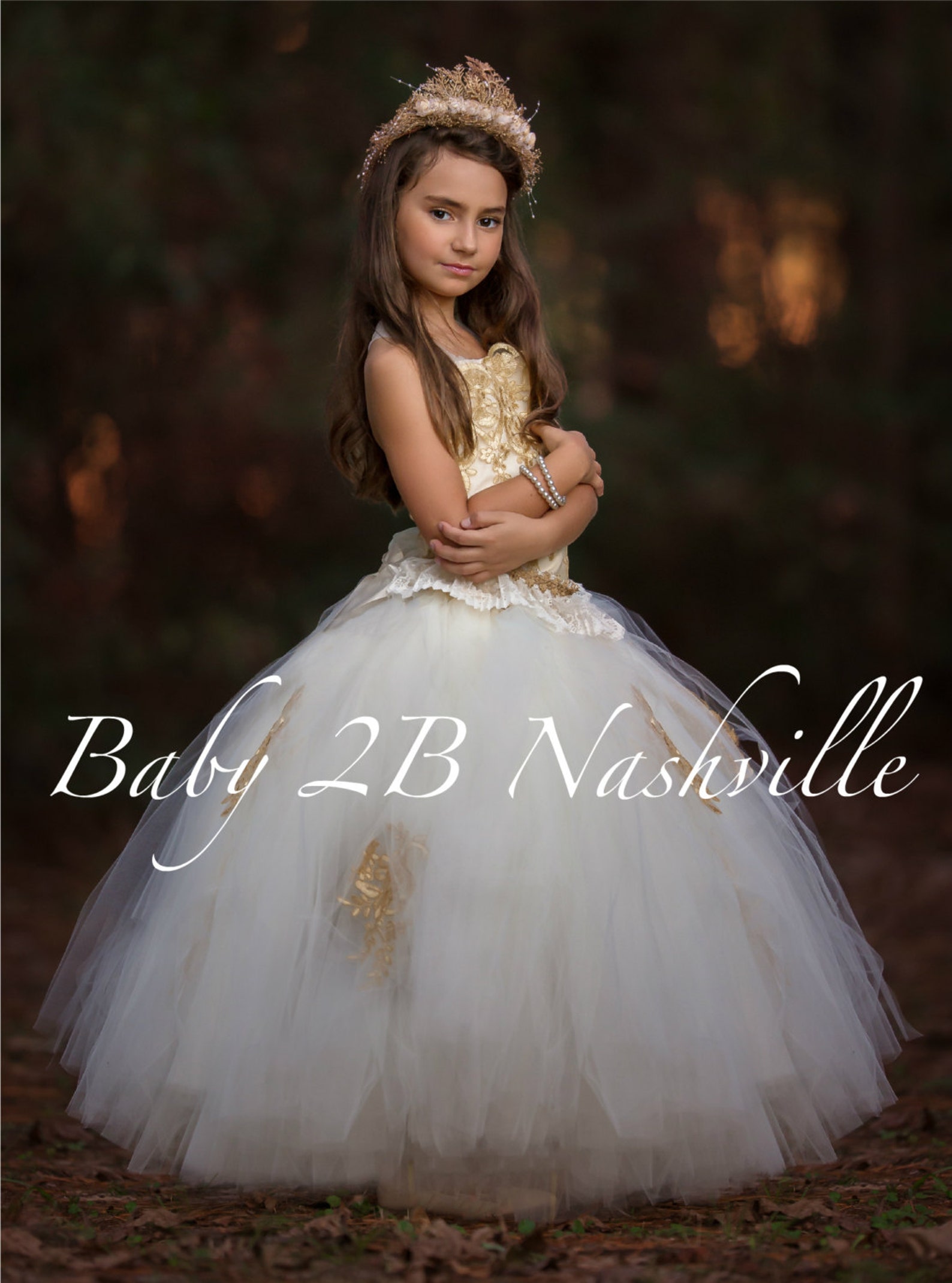 Gold Lace Dress Flower Girl Dress Ivory Dress Gold Dress Tulle Etsy