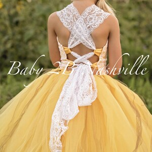 Yellow Sunflower Flower Girl Dress, Yellow Dress, Lace Dress, Tulle dress, Tutu Dress image 5