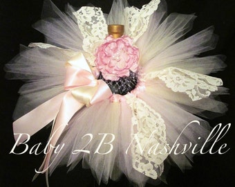 Lace Newborn Baby Tutu Set in Roze en Ivoor ... Babyshower Middelpunt