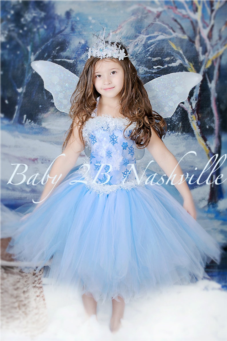 Winter Snow Fairy Costume Icy Fairy Snow Princess Costume Complete Set image 4