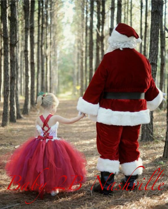 Santa Dress Lace Holiday Dress Flower Girl Dress Wedding Dress | Etsy